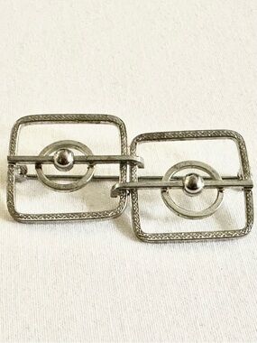 Vintage Silver-Tone Geometric Brooch Pin